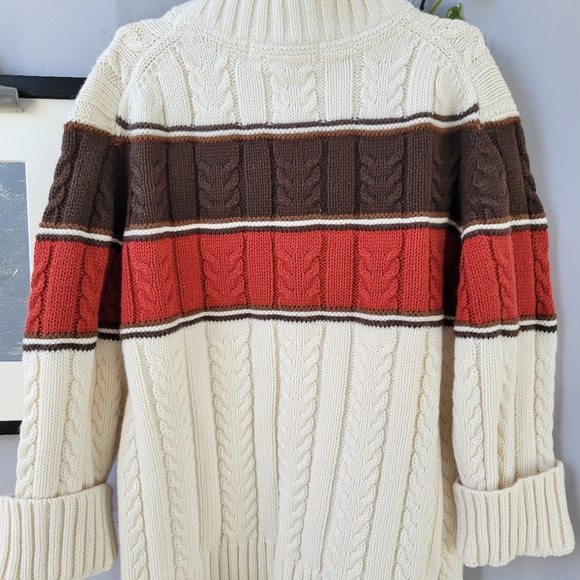 Janie and Jack Cable Knit Color Block Button up Fall Cardigan Sweater 4 - Picture 6 of 10